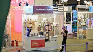 Coffee beans world kiosk at Dubai coffee festival